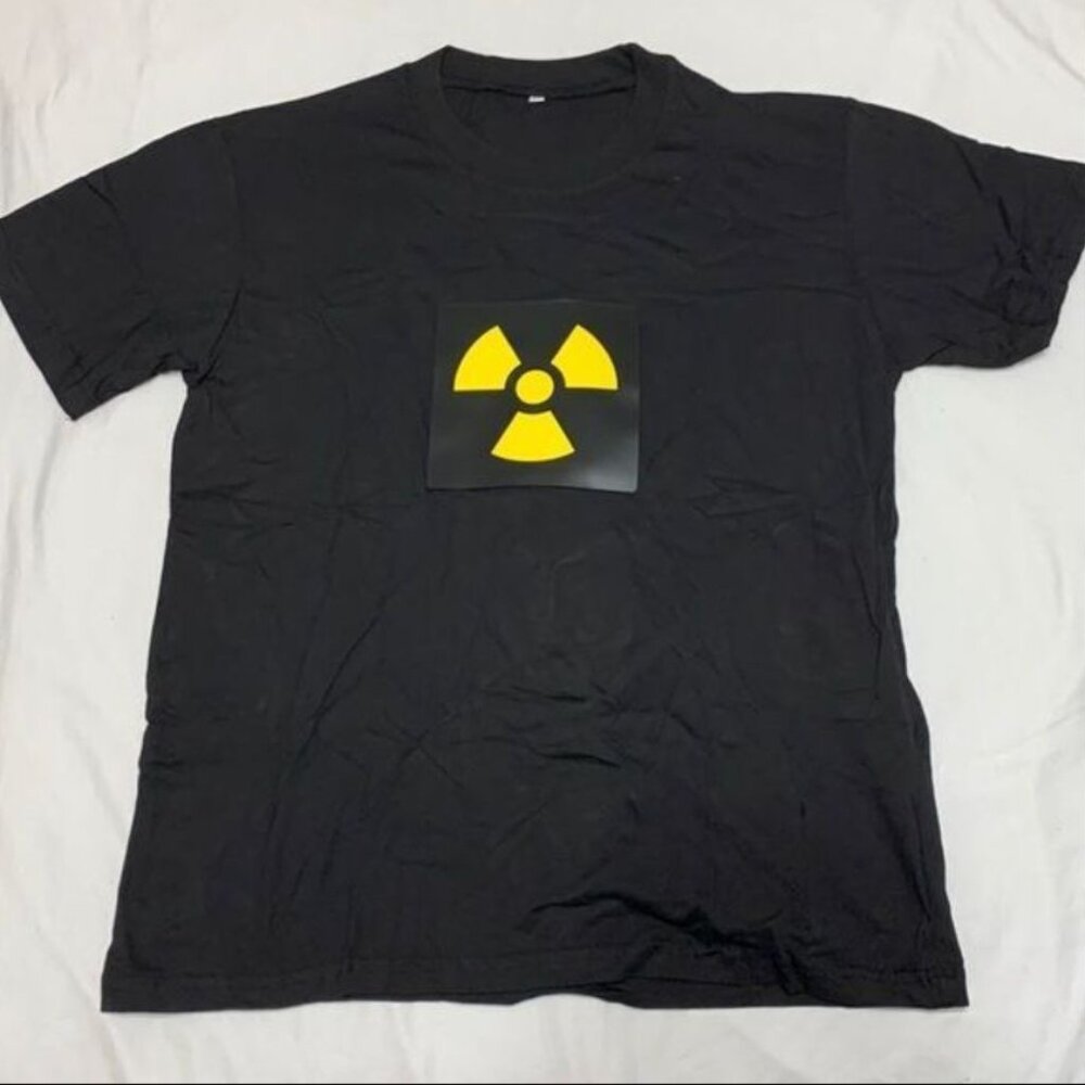 Hazardous Mens EL Flashing Sound Activated LED Light Up Music Festival TShirt XL
